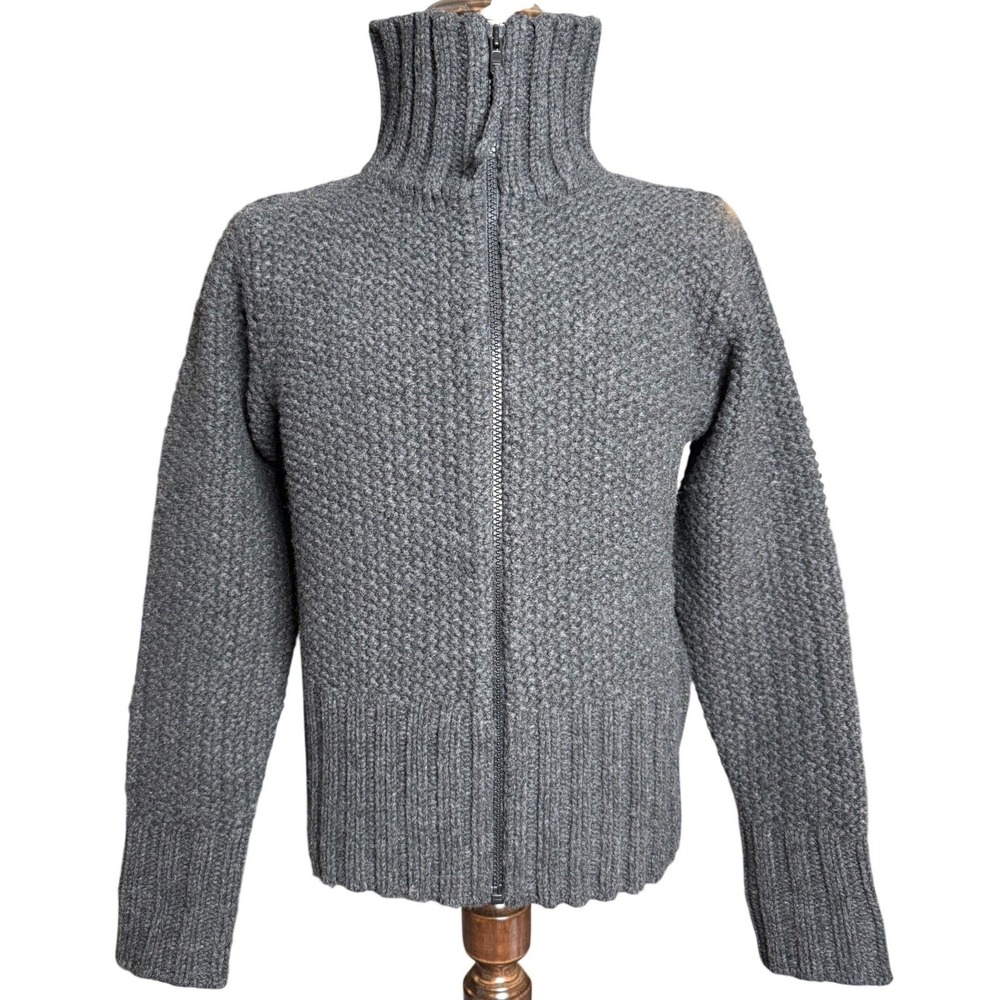 GAP Women's  Zip Up Sweater Knit Lambswool Vintage Gray Y2K '02 Size L